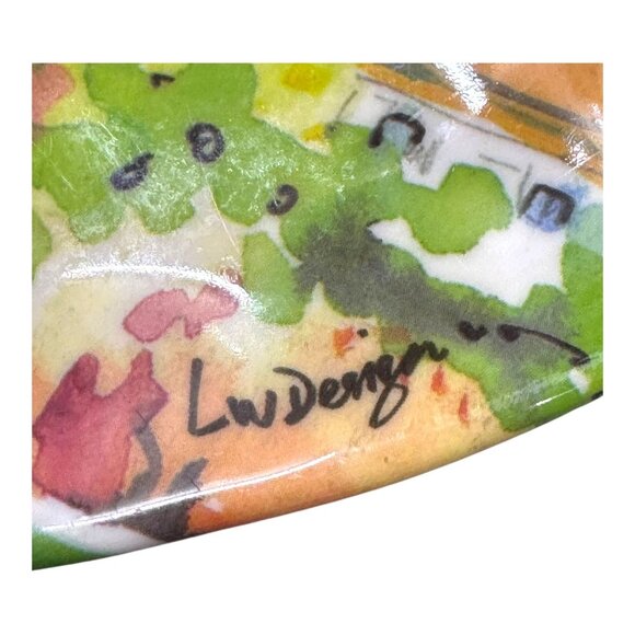 Set Of 4 222 Fifth Lw Design Melamine Salad Plates Sage Blush Parisienne Scenic - Picture 3 of 6